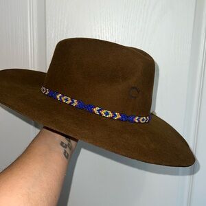 Brown suede cowgirl hat